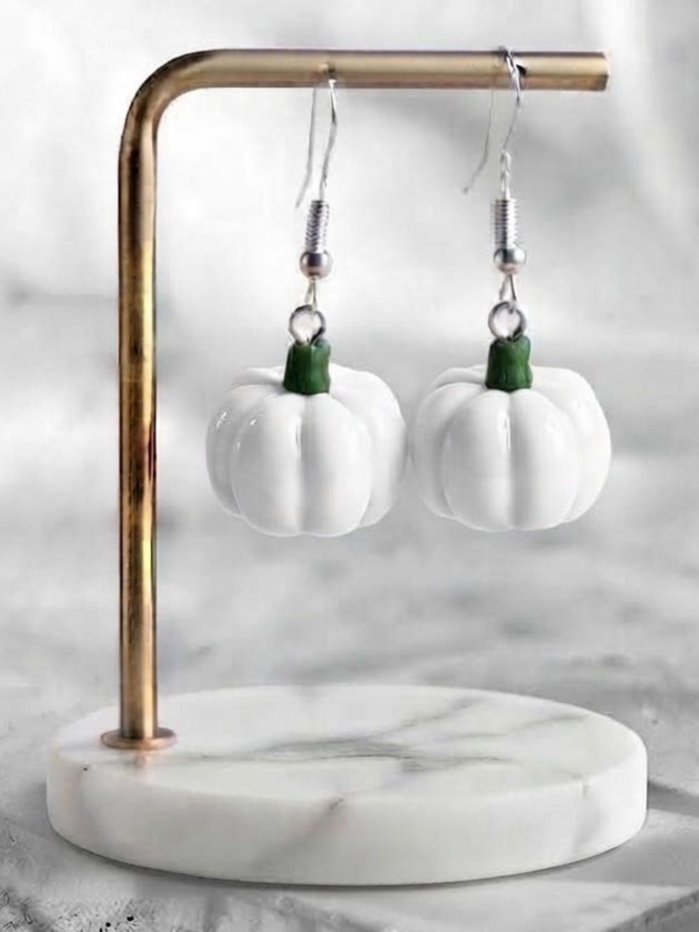 Harvest Pumpkin — Halloween & Fall — Handmade Earrings — White